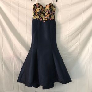 Jovani- Strapless flower dress